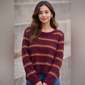 Free People Best Day Ever Alpaca Blend Fuzzy Soft Comfy Sweater Burgundy Sweater